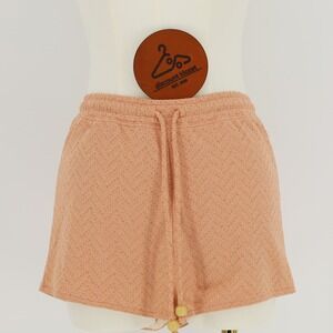 Peony Peach Metallic Swim Shorts Cover Up Wooden Beads Large AU12 NWOT Beach